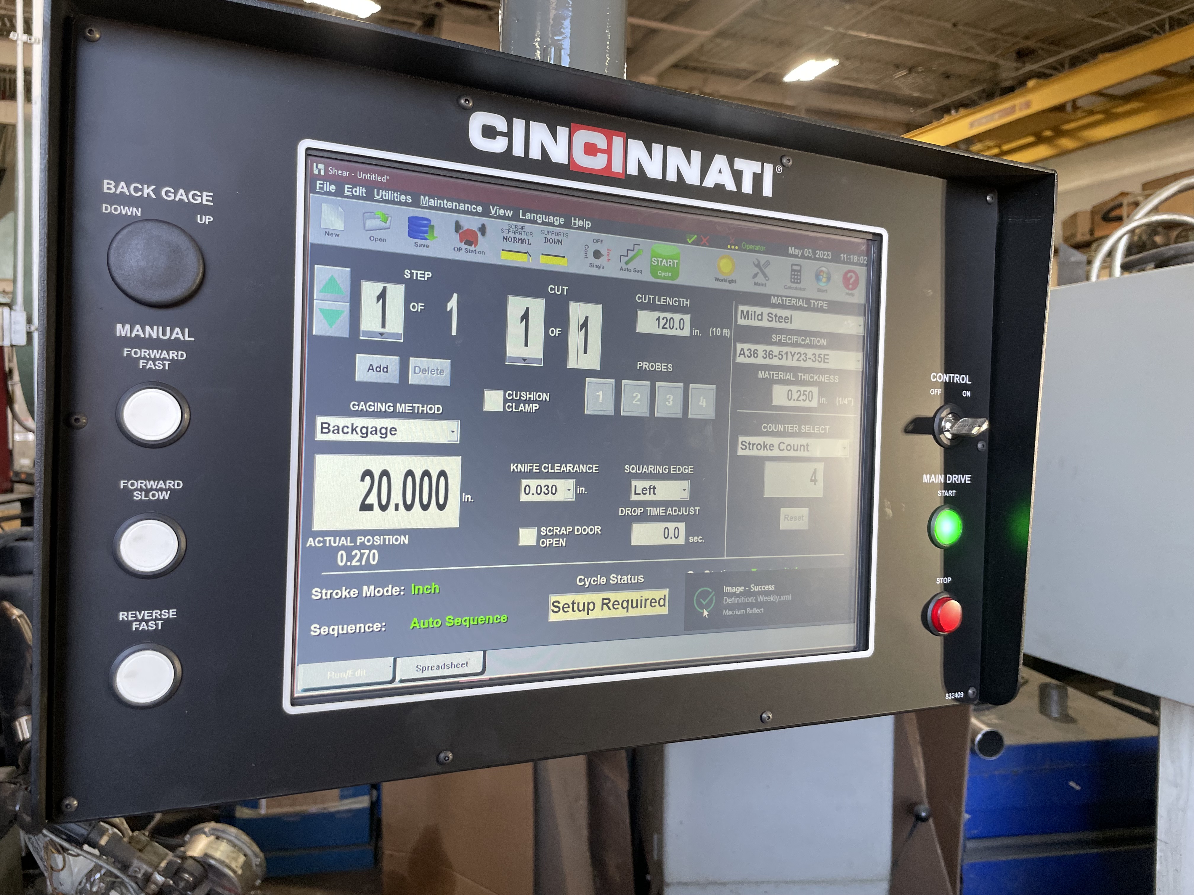 1/4" X 10'  Cincinnati Model 2500 FSU Hydraulic Power Squaring Shear 